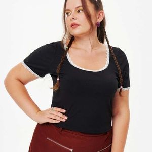 CIDER Curve & Plus Size Black Lace Short Sleeve Top 4XL